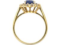 18ct Gold, Sapphire & Diamond Cluster Ring with Petal Design