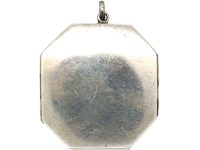 Large Silver Octagonal Locket with D Monogram