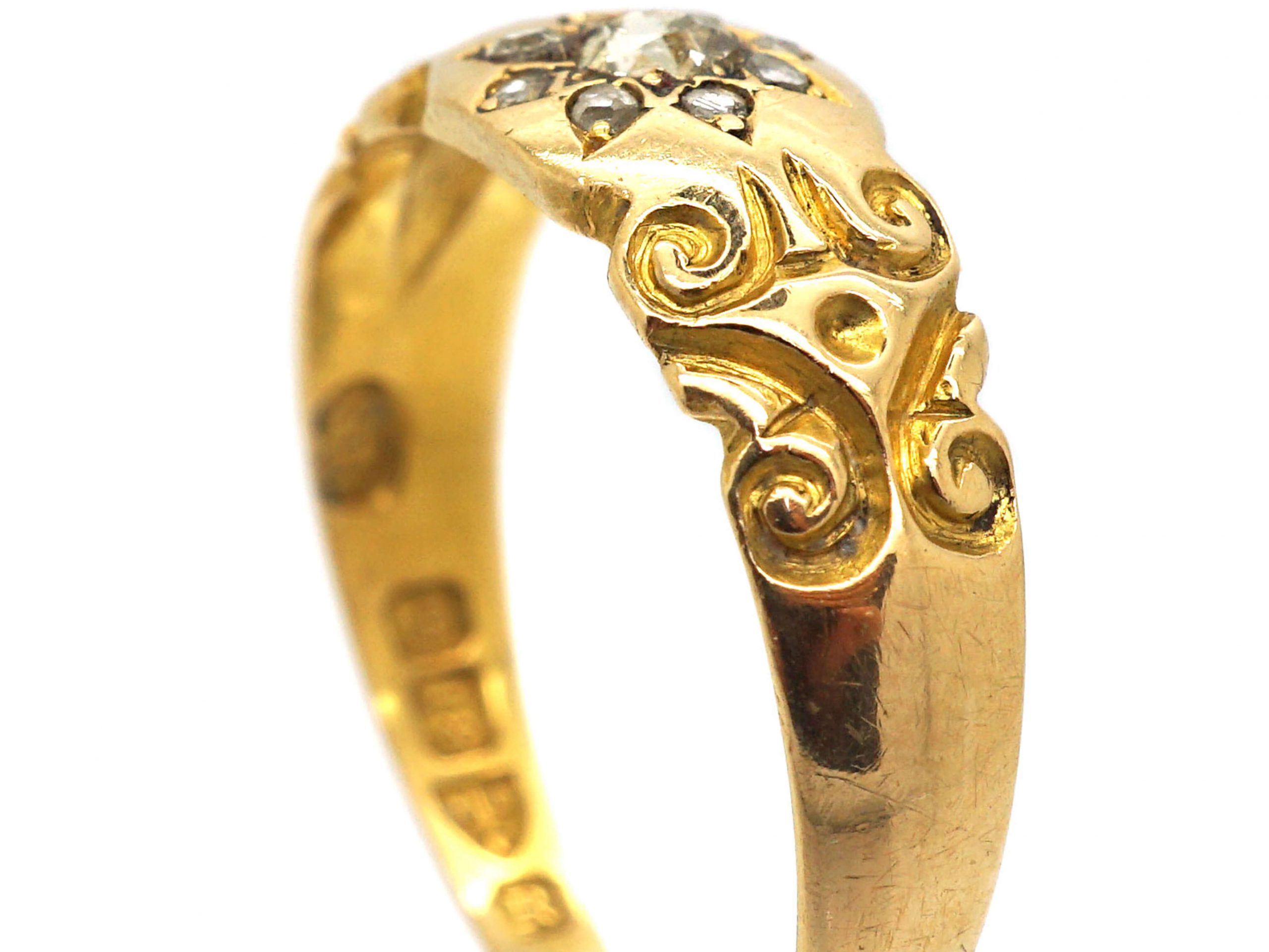 Victorian 18ct Gold Ring With Diamond Set Star Motif (776R) | The ...