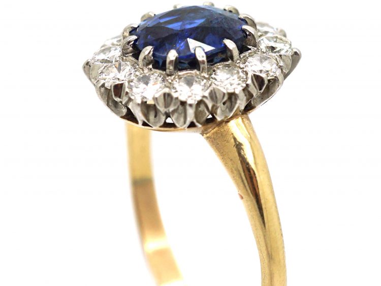 1930s 18ct Gold, Sapphire & Diamond Oval Cluster Ring
