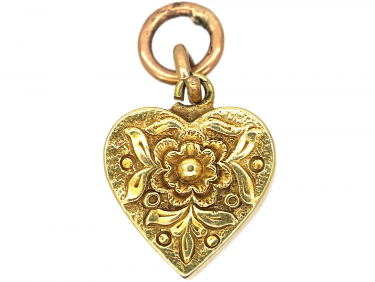 Georgian 18ct Gold Heart Shaped Pendant with Locket on Reverse