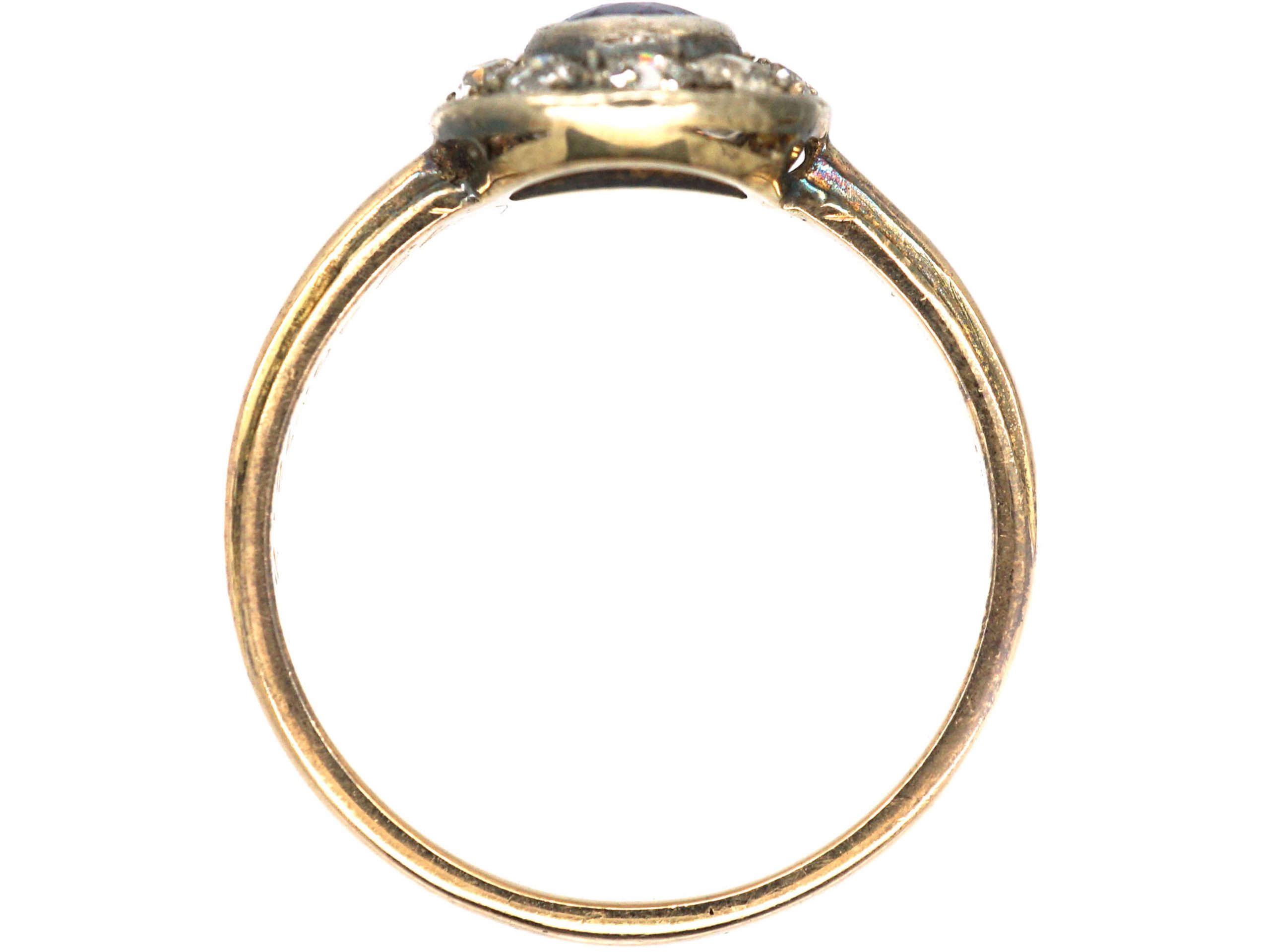 Art Deco 15ct Yellow & White Gold, Sapphire & Diamond Cluster Ring ...