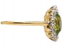 18ct Gold, Peridot & Diamond Oval Cluster Ring