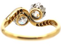 Edwardian 18ct Gold & Platinum Two Stone Diamond Cross Over Ring