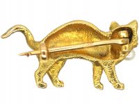 Edwardian 18ct Gold Cat Brooch with a Pearl Collar