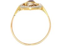Art Nouveau 18ct Gold & Platinum, Rose Diamond & Ruby Marquise Ring