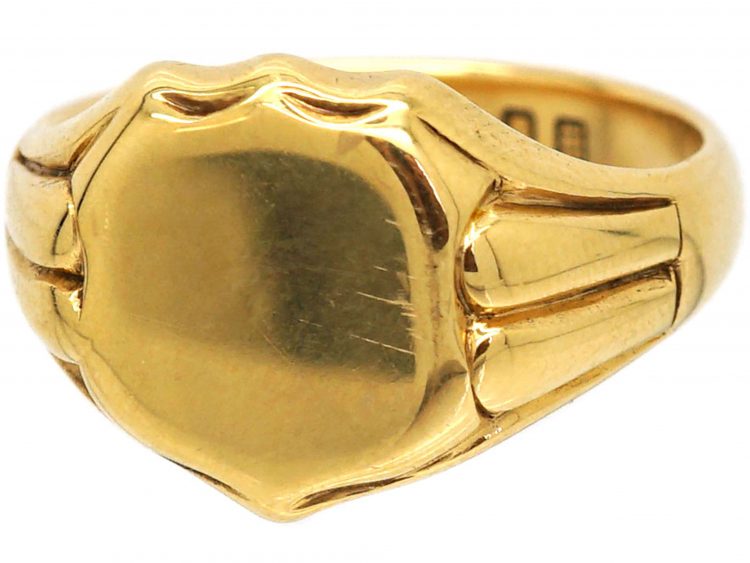 18ct Gold Signet Ring with Shield Motif by Charles Green & Co