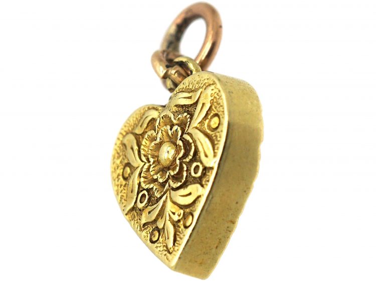 Georgian 18ct Gold Heart Shaped Pendant with Locket on Reverse