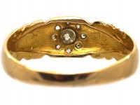 Victorian 18ct Gold Ring With Diamond Set Star Motif