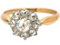 Early 20th Century 15ct Gold & Platinum, Rose Diamond Daisy Cluster Ring