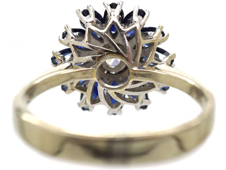 Mid Century 18ct White Gold Sapphire & Diamond Ballerina Ring