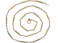 Edwardian 15ct Gold, Pale Sage Green & White Enamel Chain