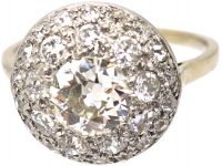 Art Deco 18ct White Gold & Platinum, Bombè Diamond Ring