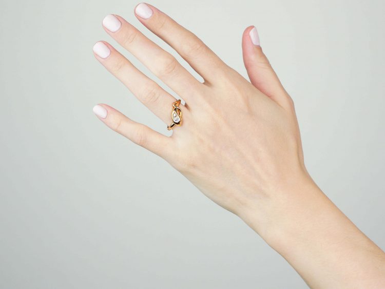 Edwardian 18ct Gold Snake Ring set with Diamonds