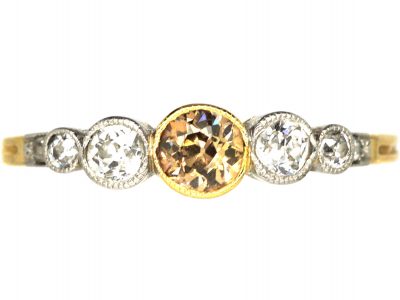 Edwardian 18ct Gold & Platinum Five Stone Diamond Ring