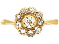 Edwardian 18ct Gold & Diamond Daisy Cluster Ring