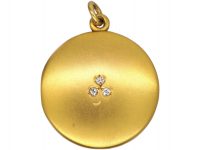 Edwardian 18ct Gold & Diamond Three Leaf Clover Round Locket