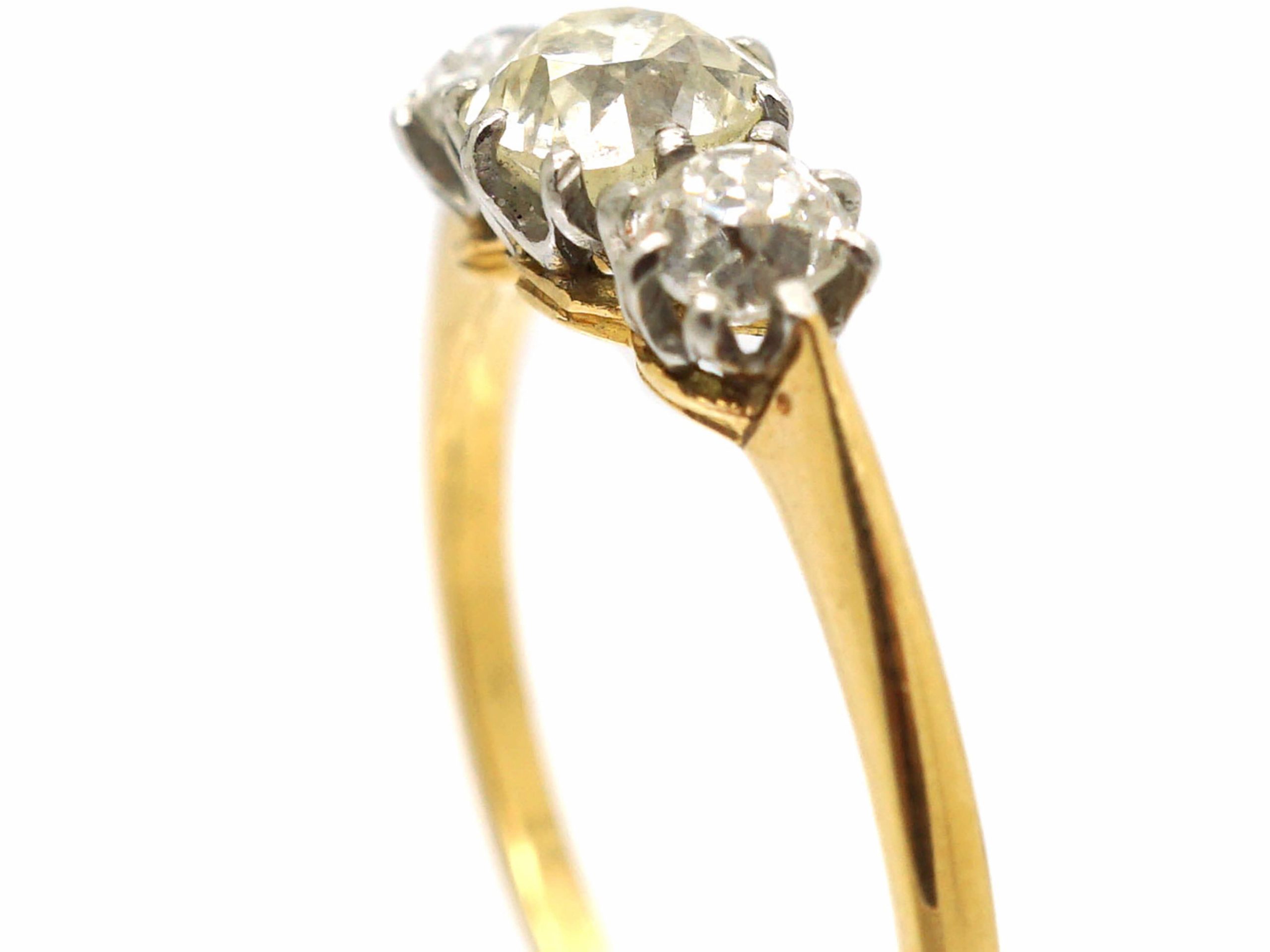 Edwardian 18ct Gold, Three Stone Old Mine Cut Diamond Ring (990R) | The ...