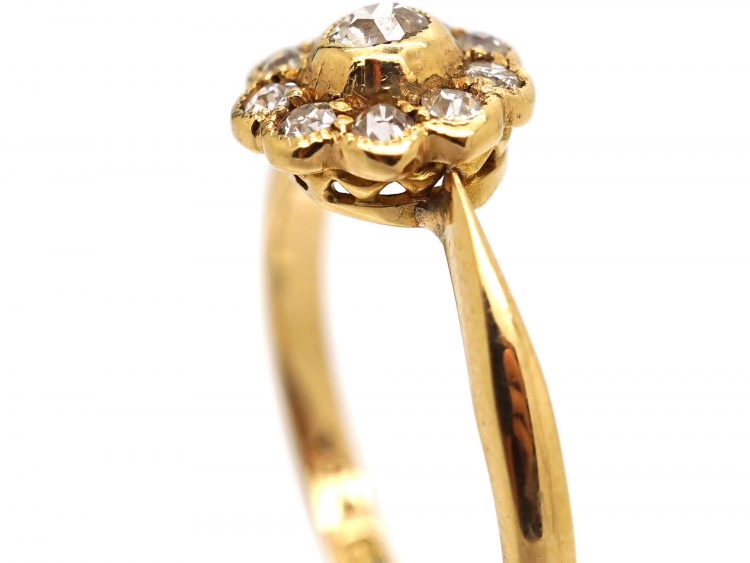 Edwardian 18ct Gold & Diamond Daisy Cluster Ring