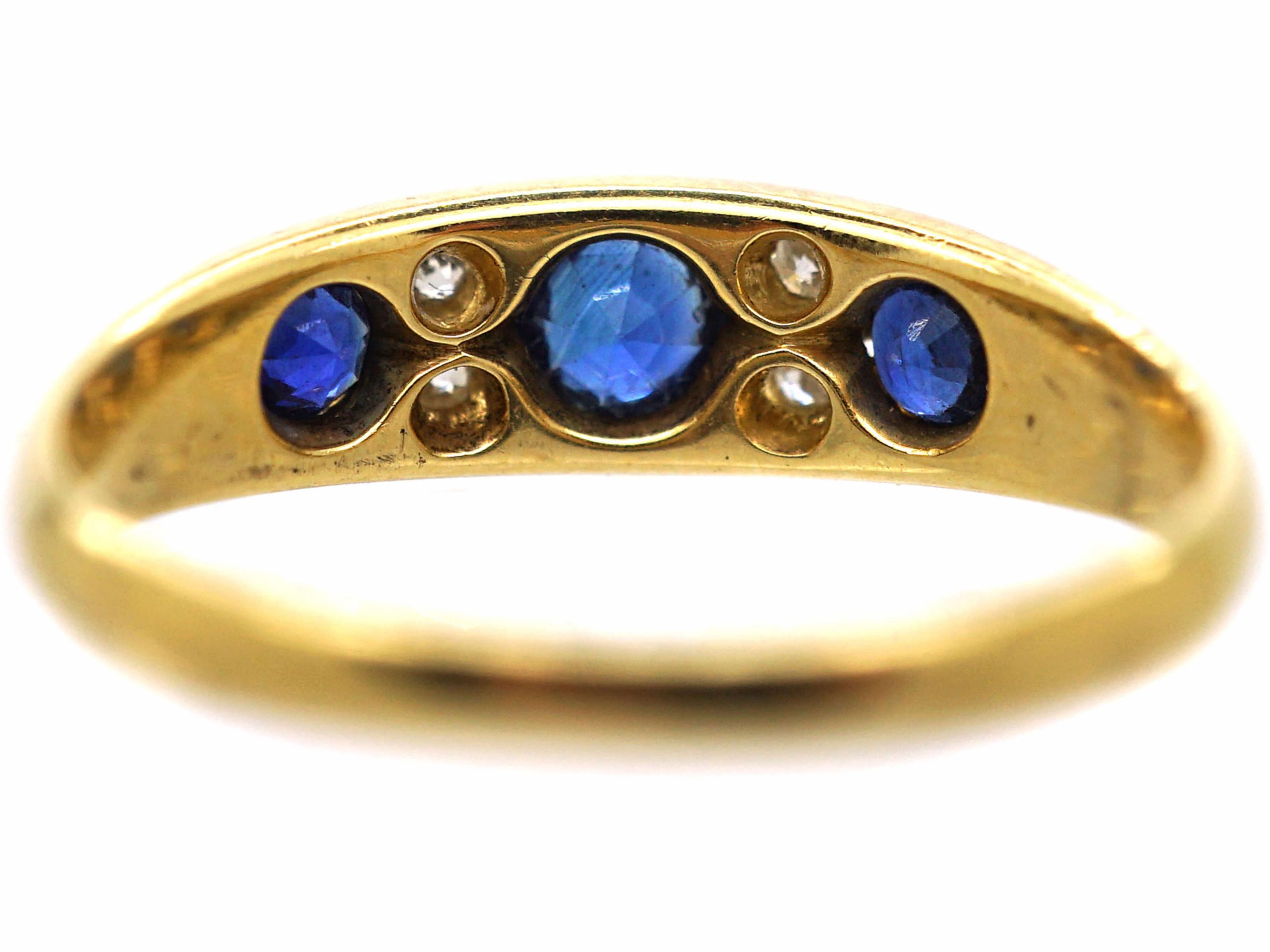 Edwardian 18ct Gold, Three Stone Sapphire & Diamond Ring (927R) | The ...