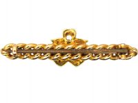 Edwardian 15ct Gold Brooch with Double Heart Motif set with Natural Split Pearls