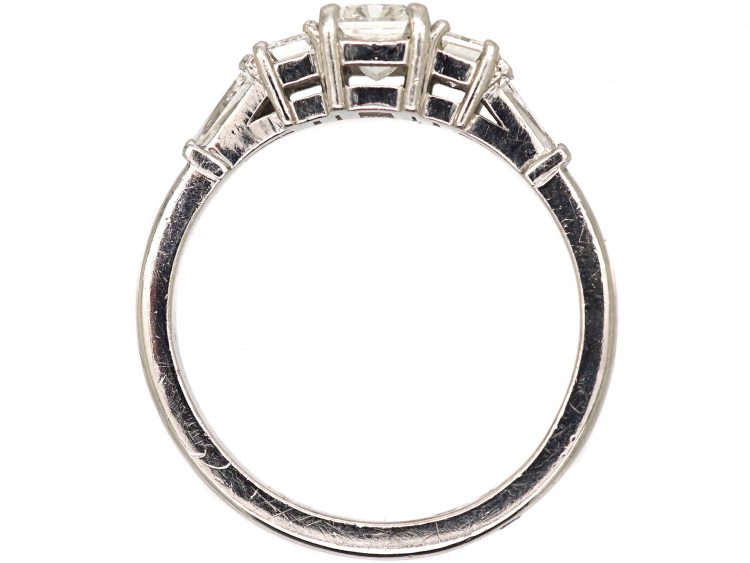 18ct White Gold Ring set with Three Baguette Diamonds