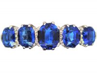 Art Deco 18ct White Gold, Five Stone Sapphire Ring