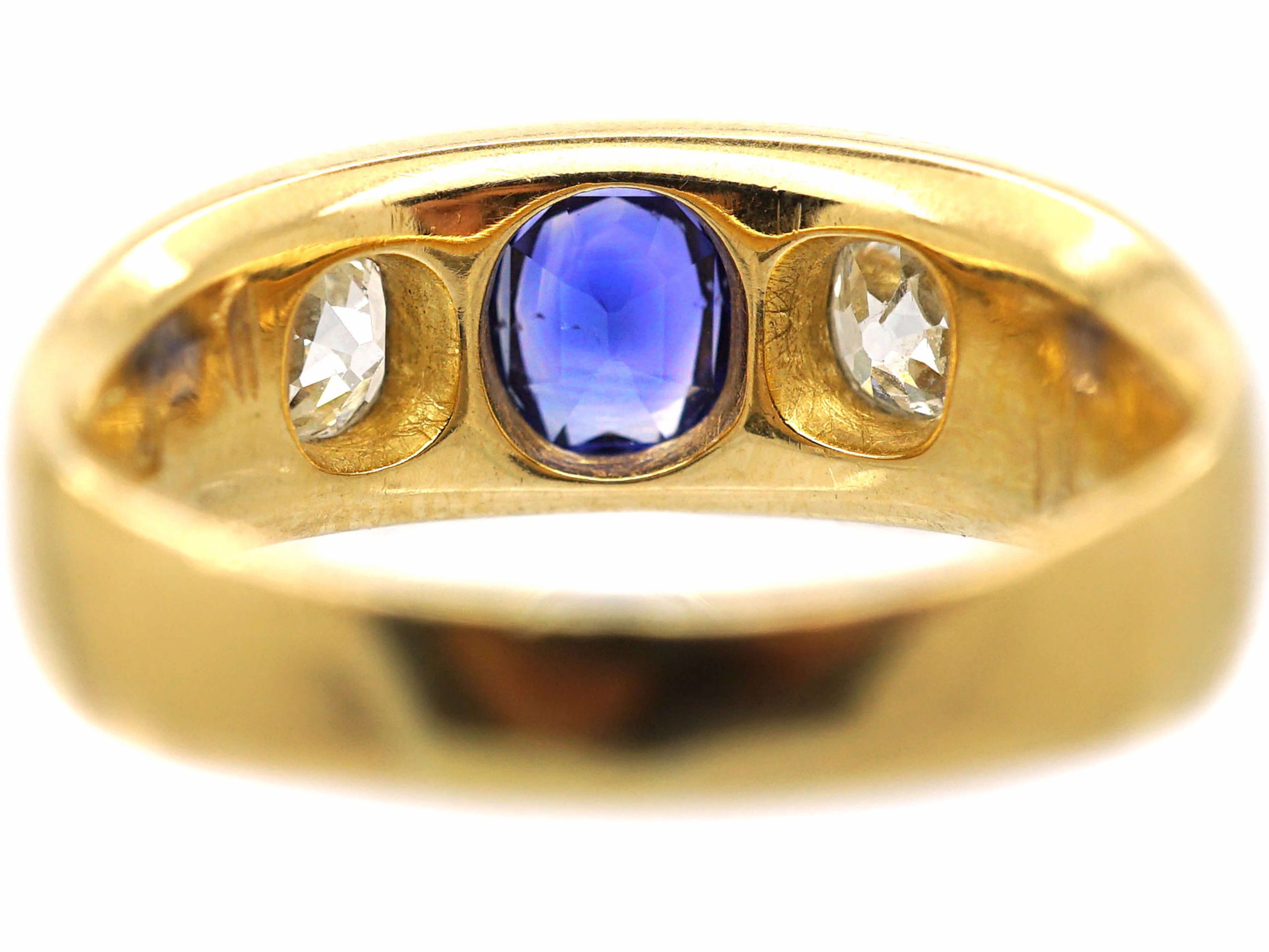 Edwardian 18ct Gold, Sapphire & Diamond Rub Over Set Ring (967R) | The ...