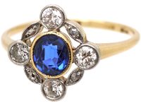 Art Deco 18ct Gold & Platinum,Sapphire & Diamond Ring