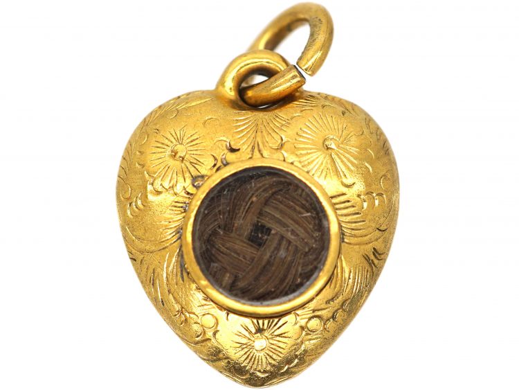 Regency 15ct Gold Heart Shaped Pendant with Glazed Locket on the Reverse