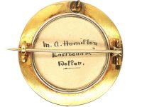 Victorian 15ct Gold Round Garter Brooch set with Almandine Garnets & Natural Split Pearls with Glazed Locket on the Reverse