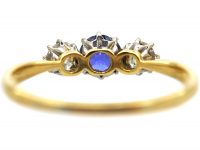 Art Deco 18ct Gold & Platinum, Sapphire & Diamond Three Stone Ring