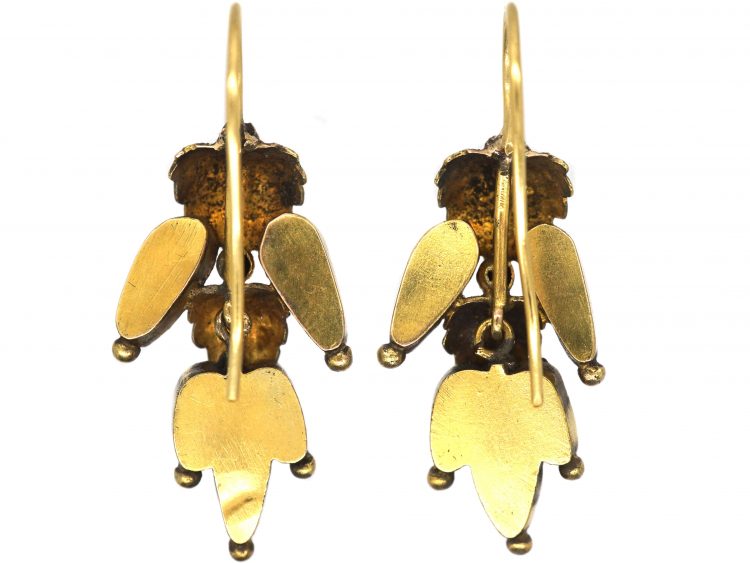 Regency 15ct Gold & Rock Crystal Leaf Earrings