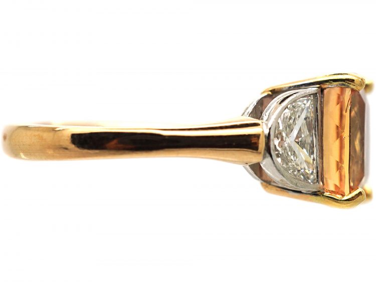 18ct Yellow & White Gold, Imperial Topaz & Diamond Ring