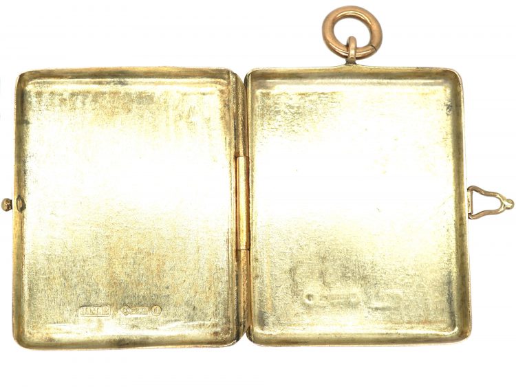 Victorian 9ct Gold Large Rectangular Locket with Engraved Deer