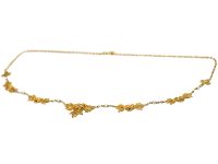 French 18ct Gold, Art Nouveau Necklace with Roses & Natural Pearls Motif
