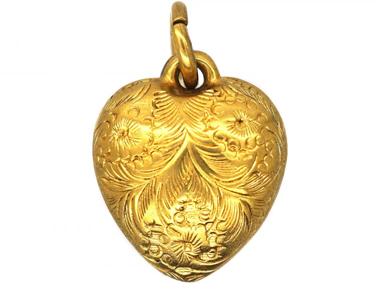 Regency 15ct Gold Heart Shaped Pendant with Glazed Locket on the Reverse