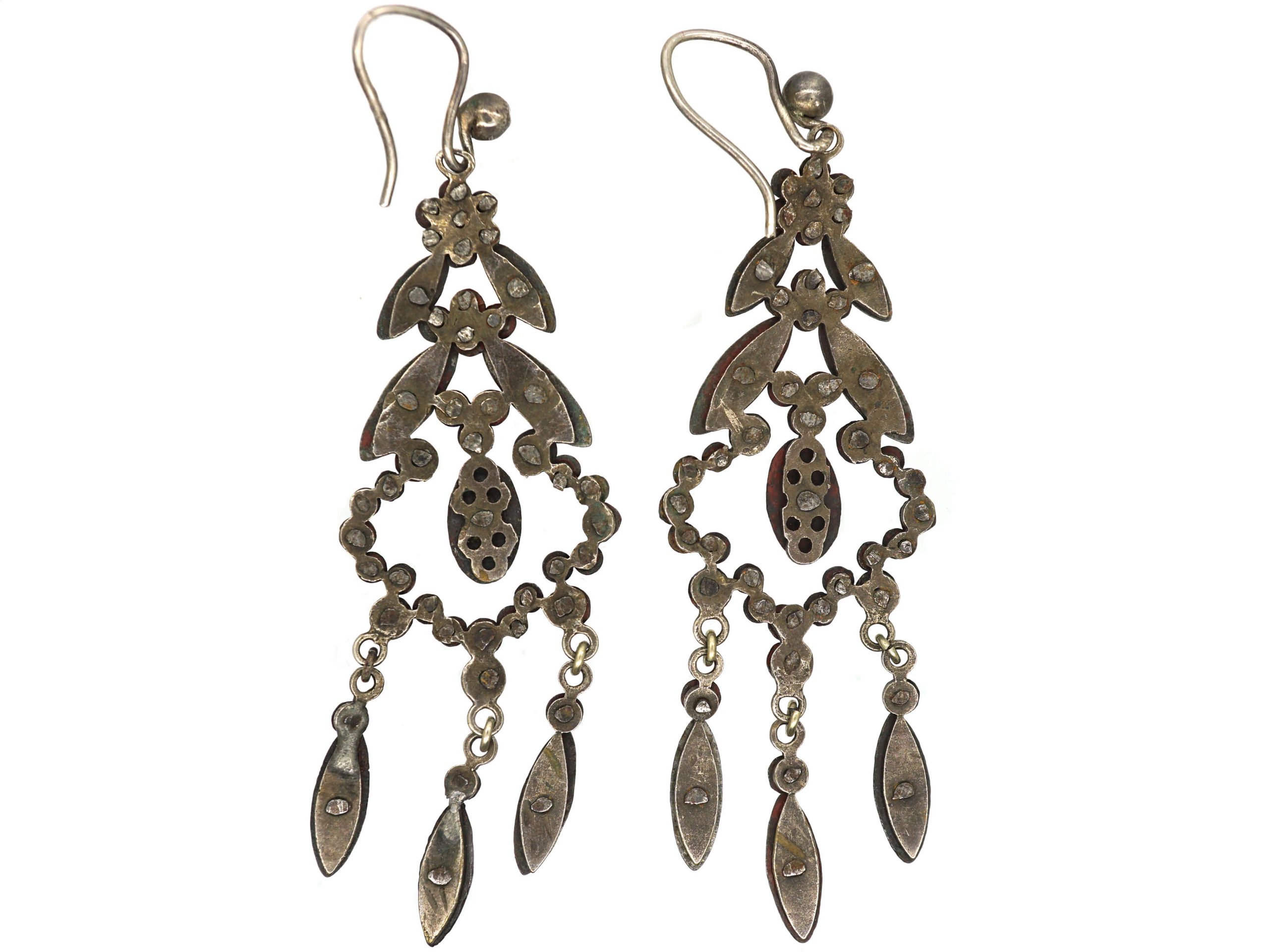 Georgian Cut Steel Drop Earrings (779R) | The Antique Jewellery Company