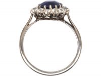 Art Deco Platinum, Sapphire & Diamond Oval Cluster Ring