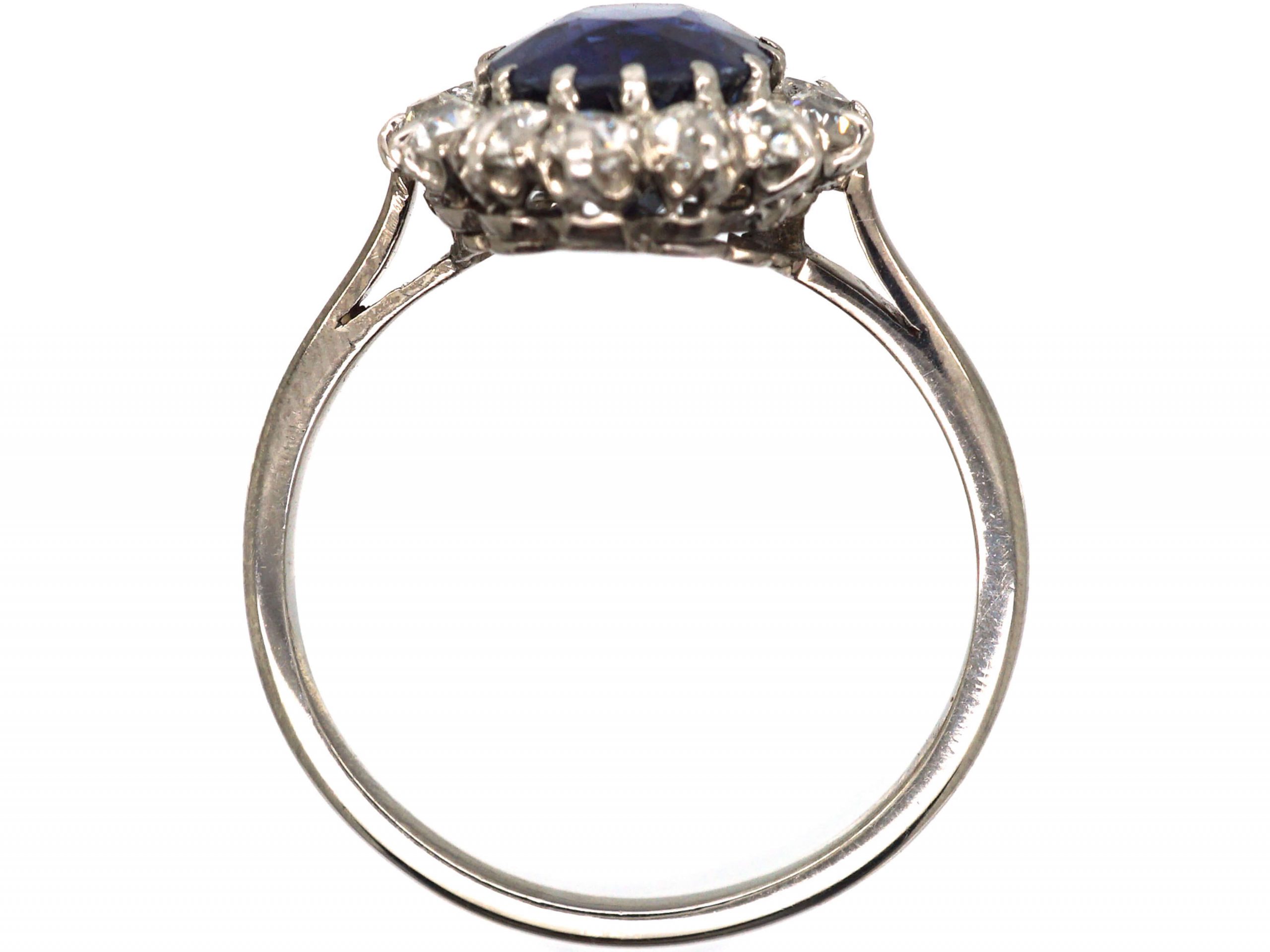 Art Deco Platinum, Sapphire & Diamond Oval Cluster Ring (912R) | The ...