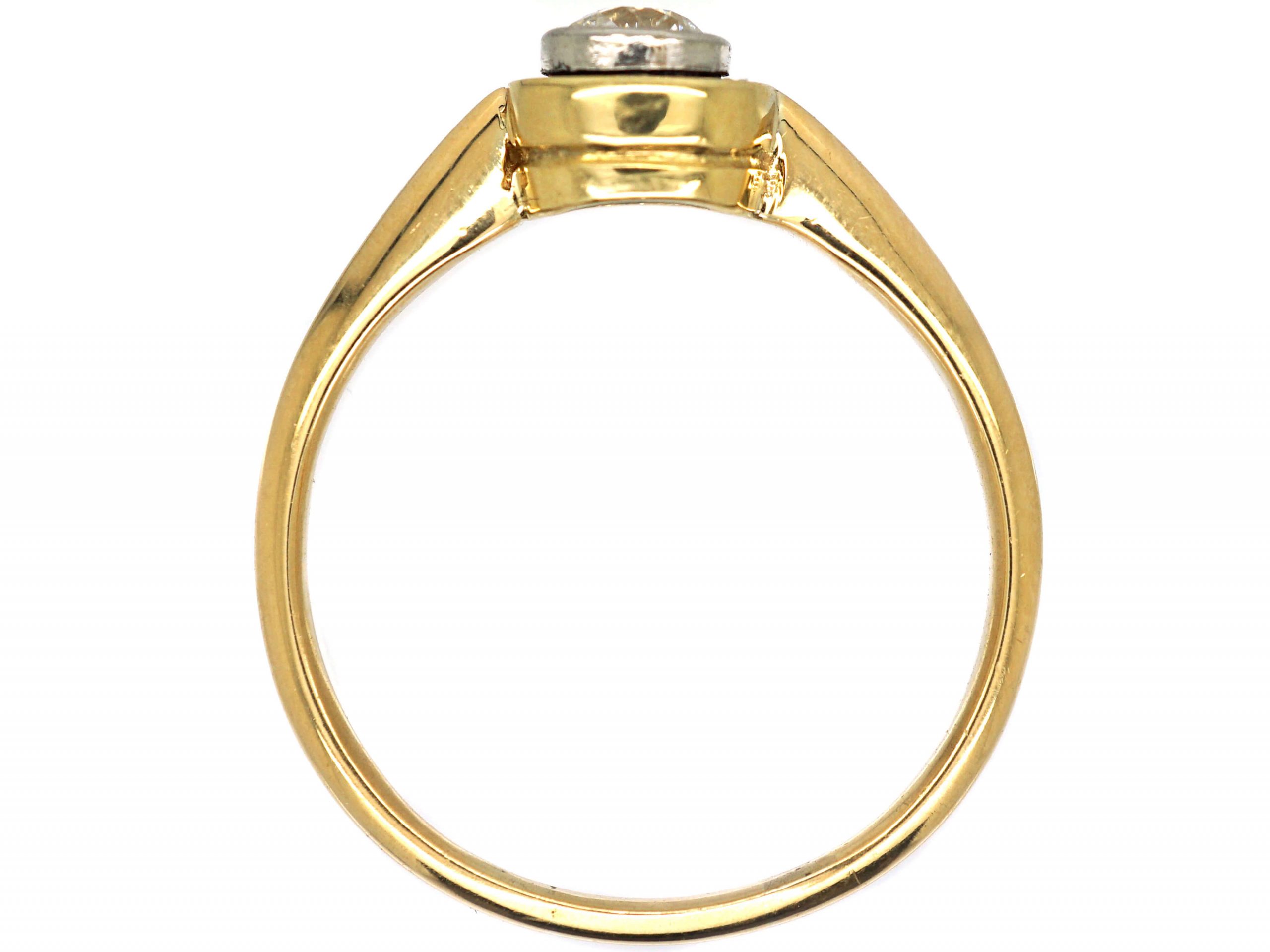 Art Deco 18ct Gold & Platinum, Old Mine Cut Diamond Solitaire Ring ...
