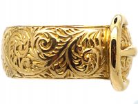 Edwardian 18ct Gold Buckle Ring with Fine Engraving Throughout