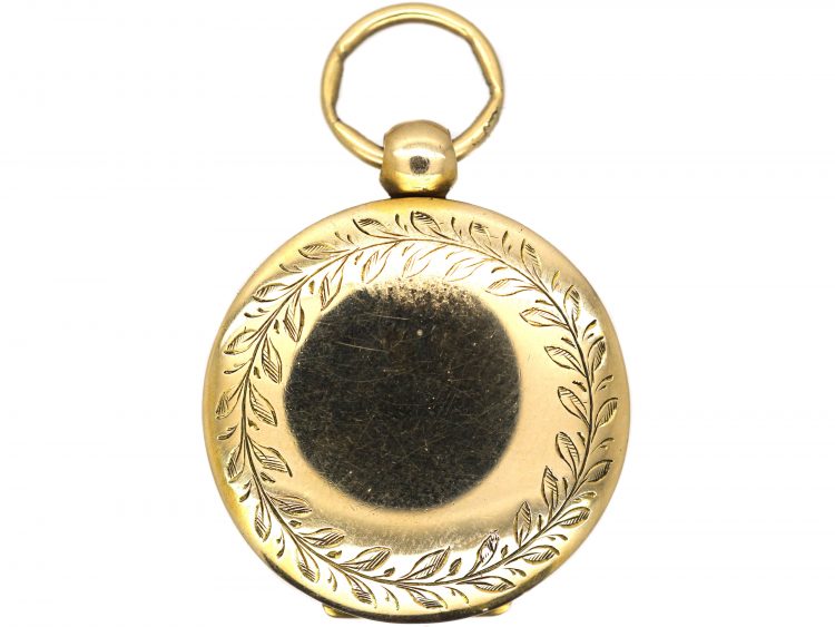 Georgian 15ct Gold Round Locket with Laurel Motif