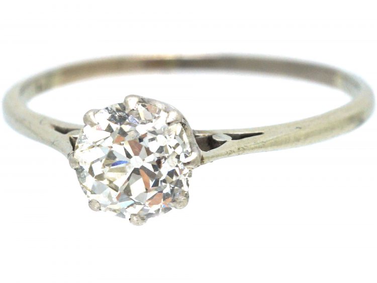 1920's 18ct White Gold & Diamond Solitaire Ring