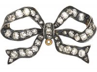 Victorian Ribbon Bow Brooch set with Graded Old Mine Cut & Rose Diamonds