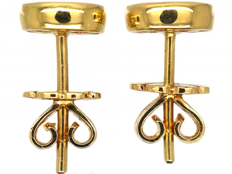 18ct Gold Tsavorite & Diamond Round Earrings