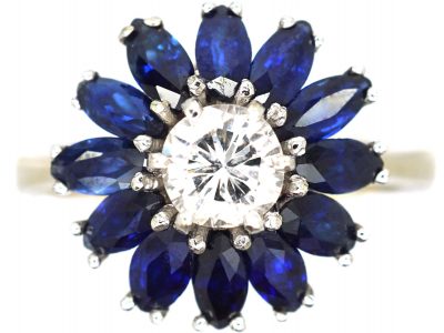 Mid Century 18ct White Gold Sapphire & Diamond Ballerina Ring