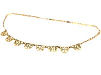 French 18ct Gold Art Deco Necklace with Seven Drops