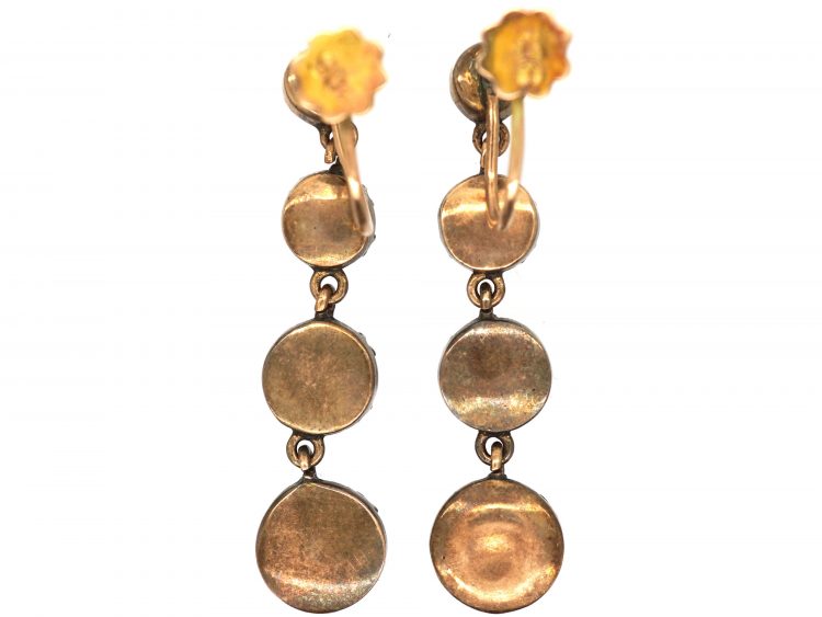 Georgian 9ct Gold Flat Cut Garnet Drop Earrings
