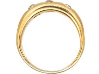 Victorian 18ct Gold, Three Stone Diamond Gypsy Ring